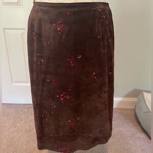Vintage! Ann Taylor 100% suede embroidered pencil skirt. NWOT.